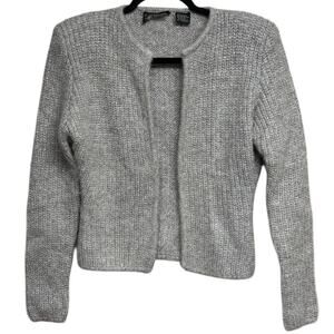 Rafique Vintage Open Cardigan Mohair Blend Ribbed Knit Metallic Size Medium